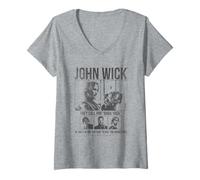 Women's John Wick Minimalist Baba Yaga Distressed Collage Movie V-Neck T-Shirt