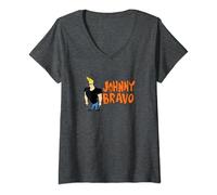 Womens Johnny Bravo City Logo V-Neck T-Shirt