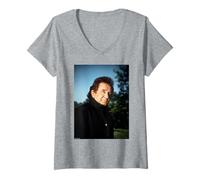 Womens Johnny Cash Ring of Fire Singer by Michael Grecco V-Neck T-Shirt