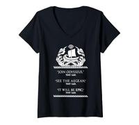 Women's Join Odysseus See the Aegean it Will be Epic Greek V-Neck T-Shirt