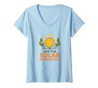 Womens Join The Solar Revolution Renewable Energy V-Neck T-Shirt