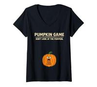 Womens Joke Funny Halloween Pumpkin Game Dont Look at The Pumpkin V-Neck T-Shirt