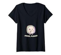 Women's Joker Please Cute Mahjong Tile Game Night V-Neck T-Shirt