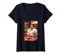Womens Jolly Donut Man V-Neck T-Shirt