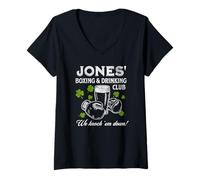 Women's Jones’ Boxing & Drinking Club Design - Funny Beer V-Neck T-Shirt