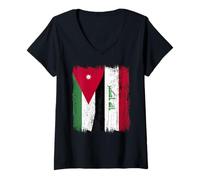 Womens Jordan Iraq Half Flag Jordanian Iraqi Jersey V-Neck T-Shirt