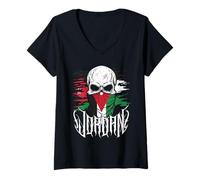 Women's Jordan Skull Jordanian Flag V-Neck T-Shirt