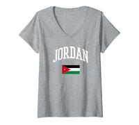 Women's Jordanian Culture Jordan Flag Graphic V-Neck T-Shirt