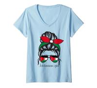 Women's Jordanian Girl Jordan Roots Flag V-Neck T-Shirt