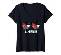 Women's Jordanian Sunglasses Jordan Flag V-Neck T-Shirt