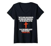 Womens Joshua 10:25 Bible Verses Scripture V-Neck T-Shirt