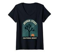Womens Joshua Desert Stars Shirt Night California Sky Camping V-Neck T-Shirt