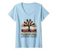 Women's Joshua Tree Desert Vibes Sunset Landscape Art V-Neck T-Shirt