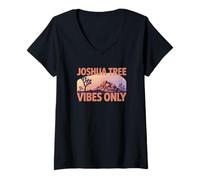 Women's Joshua Tree Vibes Only California Desert Adventure Travel V-Neck T-Shirt