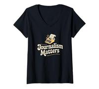 Womens Journalism Matters Typewriter News Integrity V-Neck T-Shirt