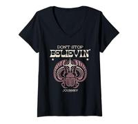 Womens Journey Groovy Don't Stop Believin' Scarab Vintage Band V-Neck T-Shirt