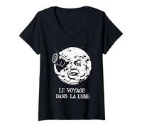 Womens Journey To The Moon Silent Cinema Classic Vintage Movie Gift V-Neck T-Shirt