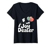 Womens Joy Dealer Balloon Handout Playful V-Neck T-Shirt