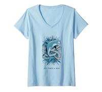 Womens Joy Finds a Way Dolphin with Music Waves V-Neck T-Shirt
