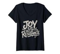 Womens Joy Is An Act Of Political Resistance Resist Fascism V-Neck T-Shirt