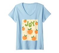 Women's Joy of the Lord Peach Nehemiah 8:10 Scripture V-Neck T-Shirt