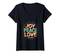 Womens Joy Peace Love Gal 5 22 23 Christian Bible Verse V-Neck T-Shirt