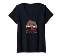 Womens Joy to The Coop - Funny Farmhouse Christmas Chicken V-Neck T-Shirt