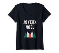 Womens Joyeux Noel en français Pour Femme Homme Enfant V-Neck T-Shirt