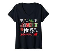 Womens Joyeux Noël Funny Graphic Merry Christmas Family V-Neck T-Shirt