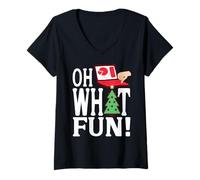 Womens Joyful Oh What Fun Funny Holiday Laptop Office Humor V-Neck T-Shirt