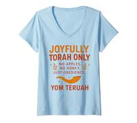 Womens Joyfully Torah Only - Yom Teruah Scripture Design V-Neck T-Shirt