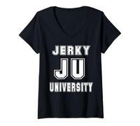 Womens JU Jerky University Funny College V-Neck T-Shirt