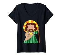 Womens Jude Thaddeus The Apostle of Jesus Lost Causes Patron Saint V-Neck T-Shirt