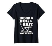 Womens Judge A Dog by Its Grit Not Its Sit Hunting Dog V-Neck T-Shirt