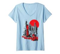 Womens Judge Dredd Mega City One Black and Red 2000 AD V-Neck T-Shirt