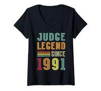 Womens Judge Legend 1991 Legal Profession 34th Birthday Judges V-Neck T-Shirt