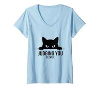 Women's Judging You Silently Cat Humor for Cat Lovers V-Neck T-Shirt