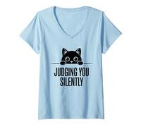 Women's Judging You Silently Cat Introvert V-Neck T-Shirt