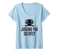 Women's Judging You Silently Frog Introvert Lizard V-Neck T-Shirt