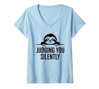 Women's Judging You Silently Sloth Introvert V-Neck T-Shirt
