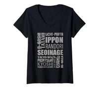 Womens Judo The A-Z of Judo Black Belt V-Neck T-Shirt