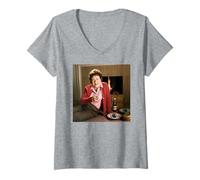 Womens Julia Child The French Chef by The Fire Michael Grecco V-Neck T-Shirt