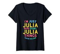 Womens Julia Here Doing Julia Things Funny Julia Name V-Neck T-Shirt