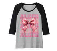 Womens Juliette Name Coquette Bow Aesthetic for Women Girls Raglan Baseball Tee