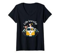 Women's Julius The Monkey Bunny Girl Worry Bear Life is A Trip V-Neck T-Shirt
