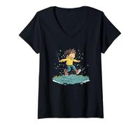 Womens Jump Into the Fun with Puddle Jumping Delight V-Neck T-Shirt