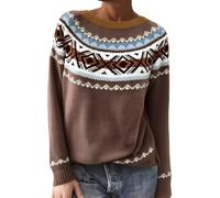 Women's Jumper Casual Color Block Soft Off The Shoulder Cable Knit Long Sleeve Pullover Ladies Loose Fall Lightweight Women Tops Winter Spring Knitwear, Brown, M