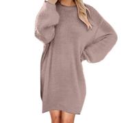 Womens Jumper Dress Winter Crew Neck Long Sleeve Bodycon Knit Pullover Jumpers Ladies Mini Sweater Dresses Solid Color Long Sleeve Lightweight Knitted Tops Blouse Shirt Oversized Sweatshirt Knitwear