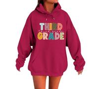 Women's Jumper Light Blue Stylish Hoodie and Sweatshirts for Back to School. Classic Crew Neck Design with Unique Patterns. Perfect for Spring and Festival Clothing Women, red, XL