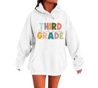 Women's Jumper Light Blue Stylish Hoodie and Sweatshirts for Back to School. Classic Crew Neck Design with Unique Patterns. Perfect for Spring and Festival Clothing Women, White, M